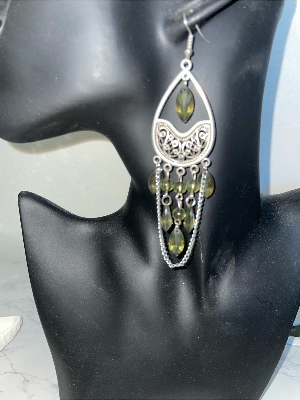 Olive Green Drop Earrings